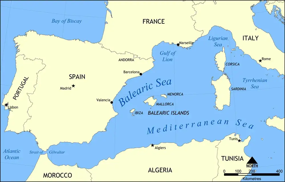 Mapa Barcelona Morze Balearskie Morze Śródziemne