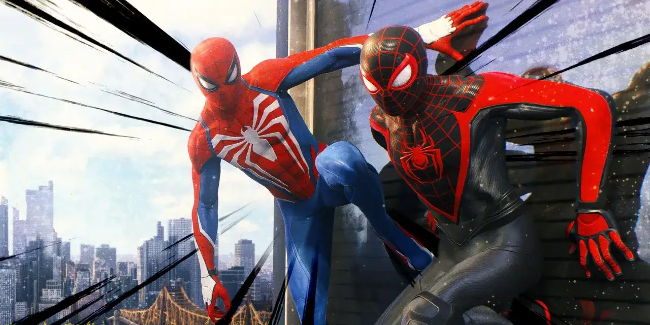 Spider-Man (Peter Parker) i Miles Morales w akcji, gotowi do walki w grze Spider-Man 2. Czas gry!