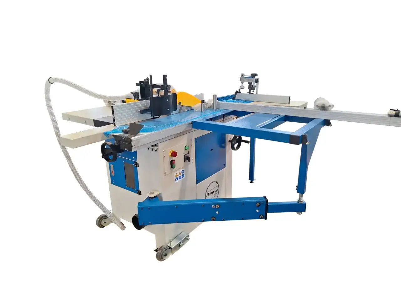 Toupie scie occasion en parfait état, prête pour vos projets bois. Machine polyvalente avec guide et aspiration.