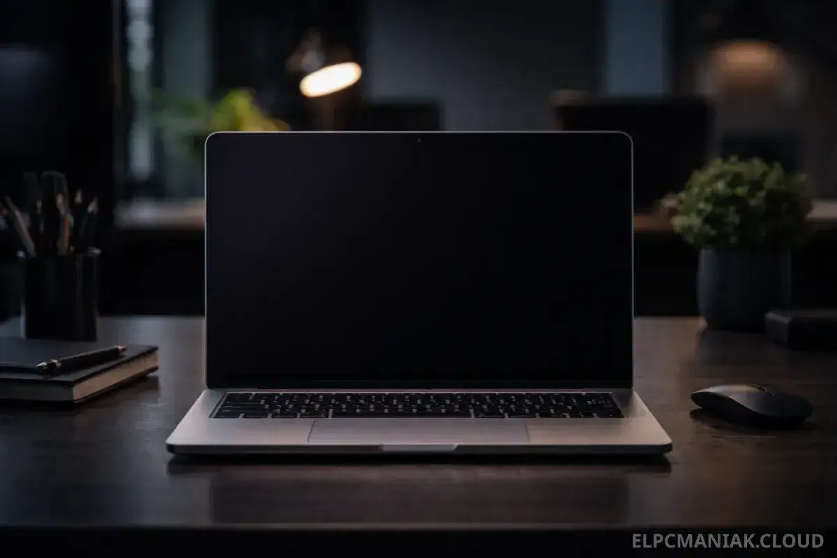 Elegancki, tani laptop na studia, idealny do nauki i pracy. Obok notatnik i myszka.