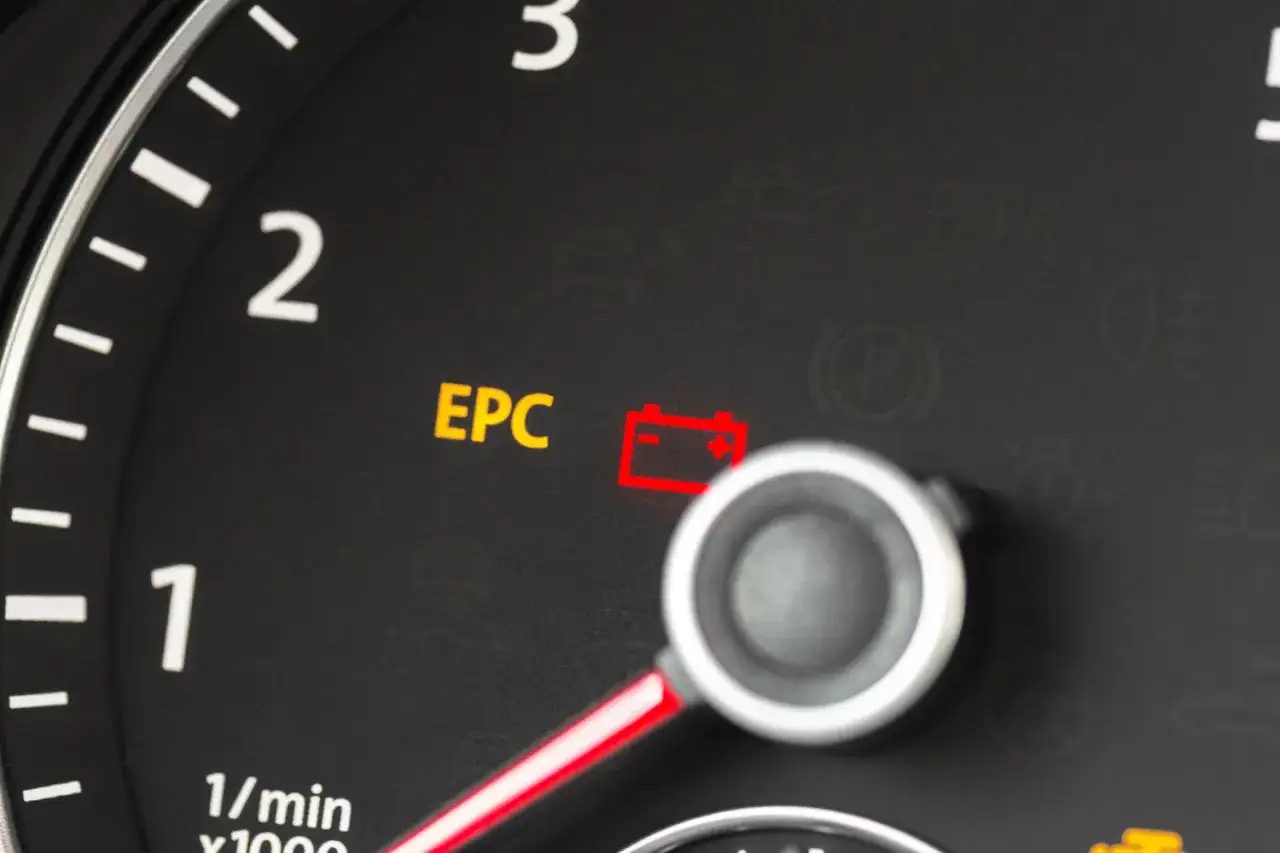 Das EPC-Licht leuchtet und das Auto ruckelt. Die Batterieanzeige ist ebenfalls rot.