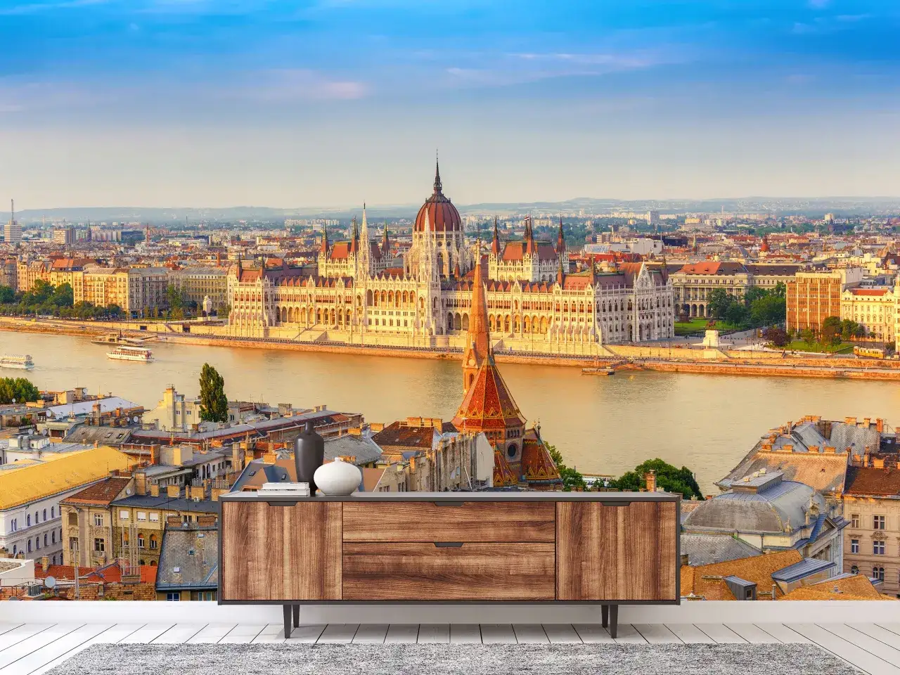 Budapeszt panorama Dunaju Parlament