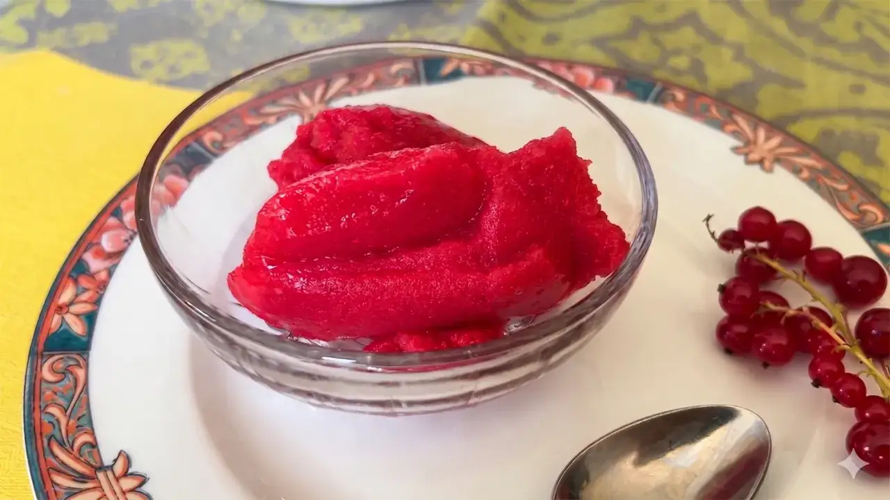 Un délicieux sorbet cassis, prêt à être dégusté. Une recette simple pour un dessert rafraîchissant.