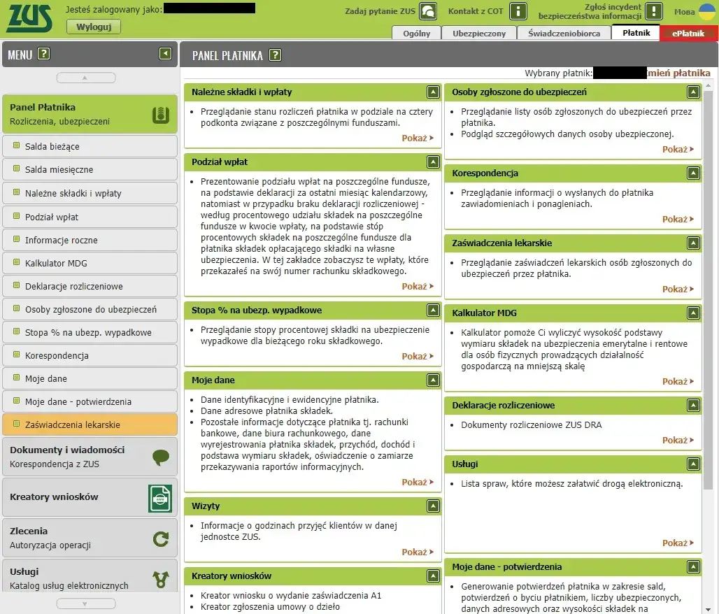 dokumenty ZUS i okulary na stole, symbol formalności