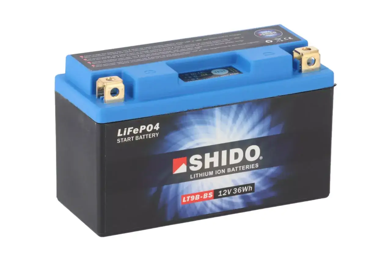 Akumulator litowo-jonowy SHIDO LT9B-BS 12V 36Wh, idealny do Suzuki Bandit 600, z wskaźnikiem naładowania.