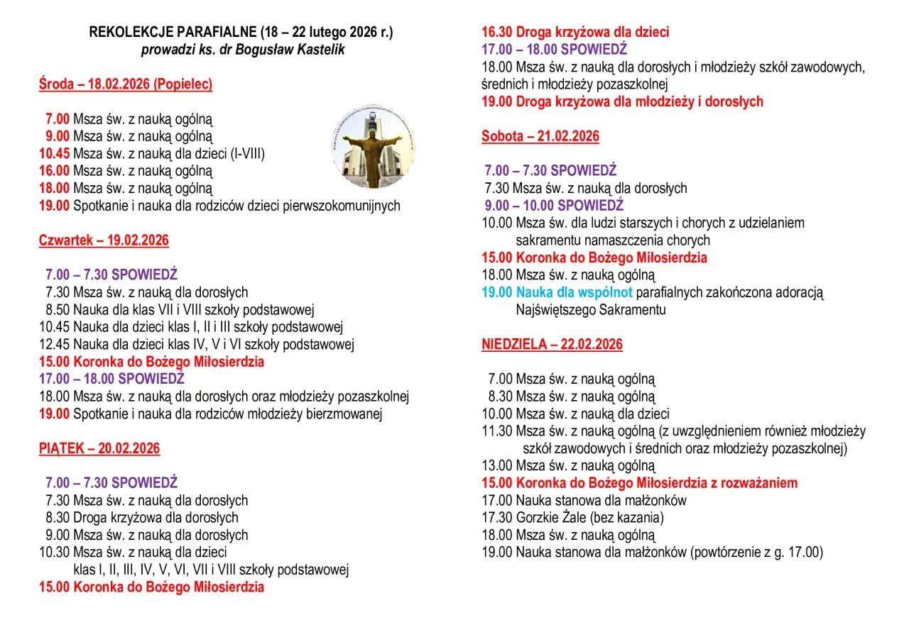 Harmonogram rekolekcji parafialnych prowadzonych przez ks. dr Bogusława Kastelika. Czy warto jechać na rekolekcje organizowane przez nawróconą gwiazdę? Sprawdź program!