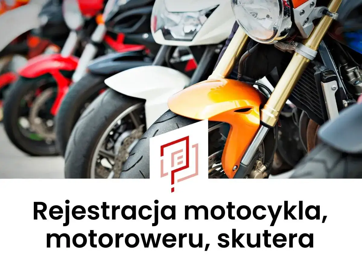 Rząd motocykli, gotowych do przerejestrowania. Pomarańczowy błotnik i złote amortyzatory na pierwszym planie.