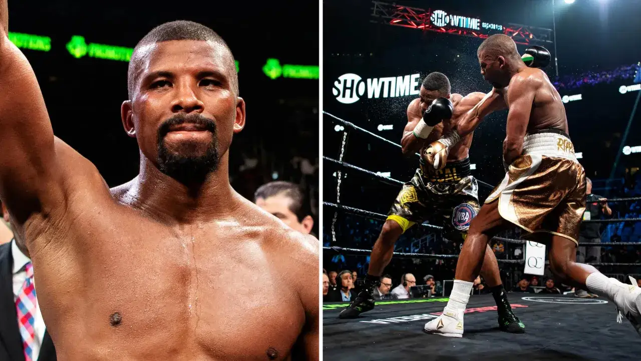 Boxaren Jean Pascal i ringen, svettig och fokuserad. Till h&ouml;ger ses han i en intensiv match.