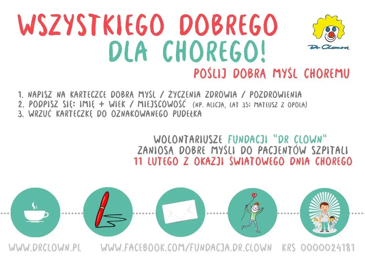 Wspieraj chorych! Fundacja Dr Clown zbiera cytaty dla chorych na raka i inne schorzenia. Napisz dobrą myśl, życzenia zdrowia lub pozdrowienia.