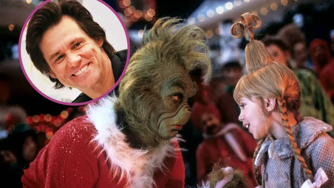 Jim Carrey jako Grinch i Taylor Momsen jako Cindy Lou w filmie