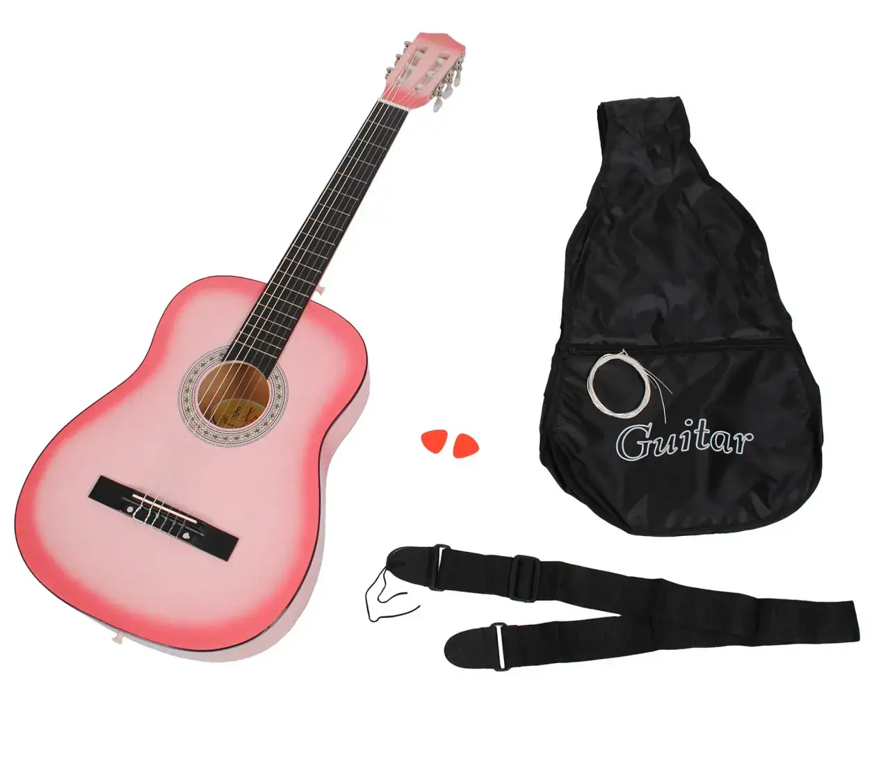 gitara akustyczna z paskiem różne mocowania