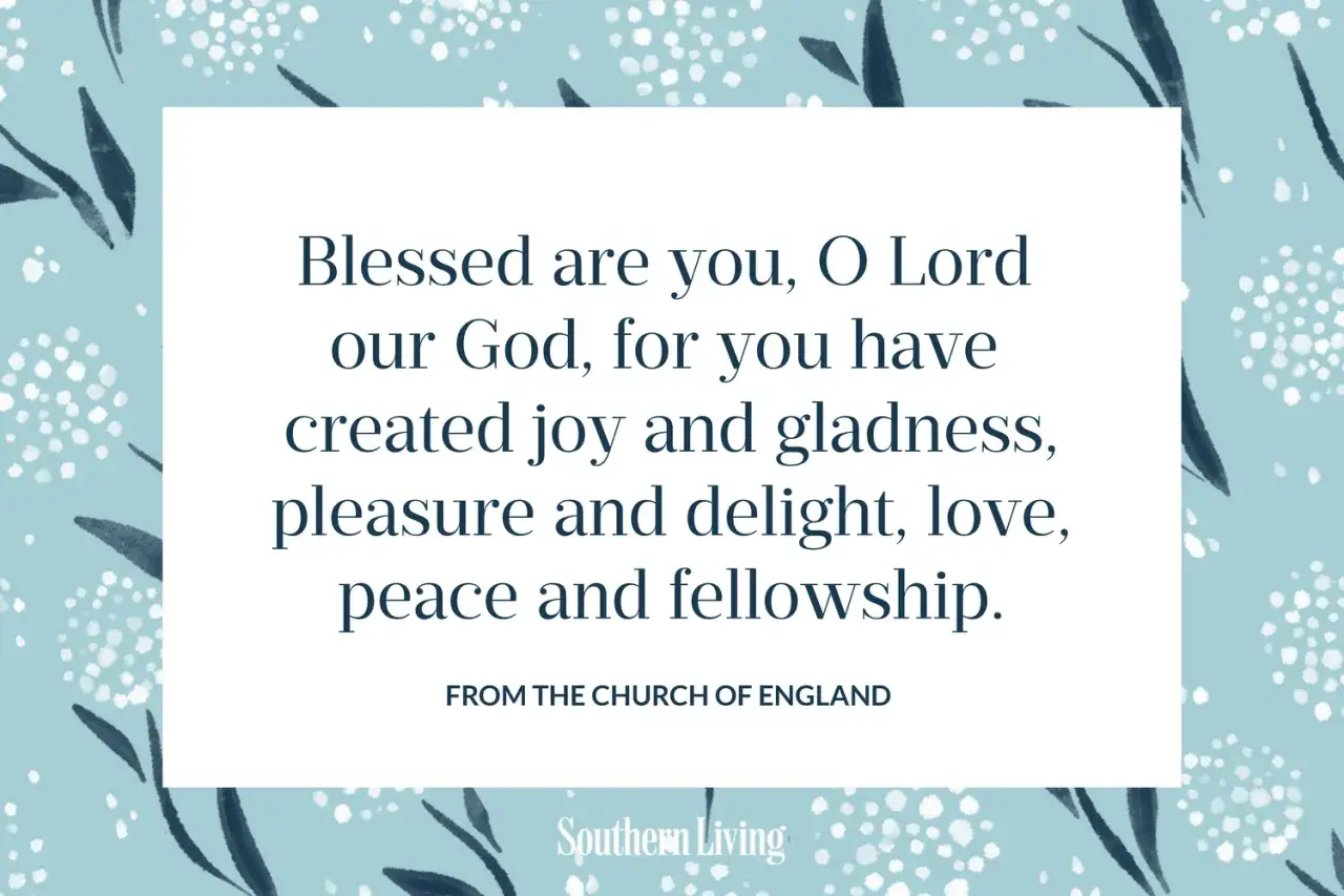 A quote from the Church of England lauds God for creating joy, pleasure, love, peace, and fellowship.