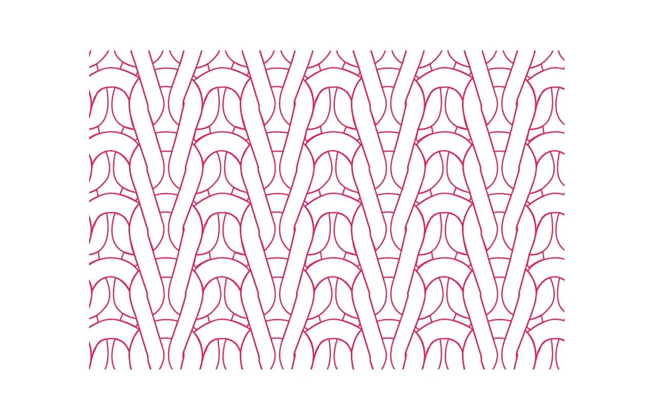 Diagram illustrating the interlocking loops of double knit fabric, creating a thick, stable textile.