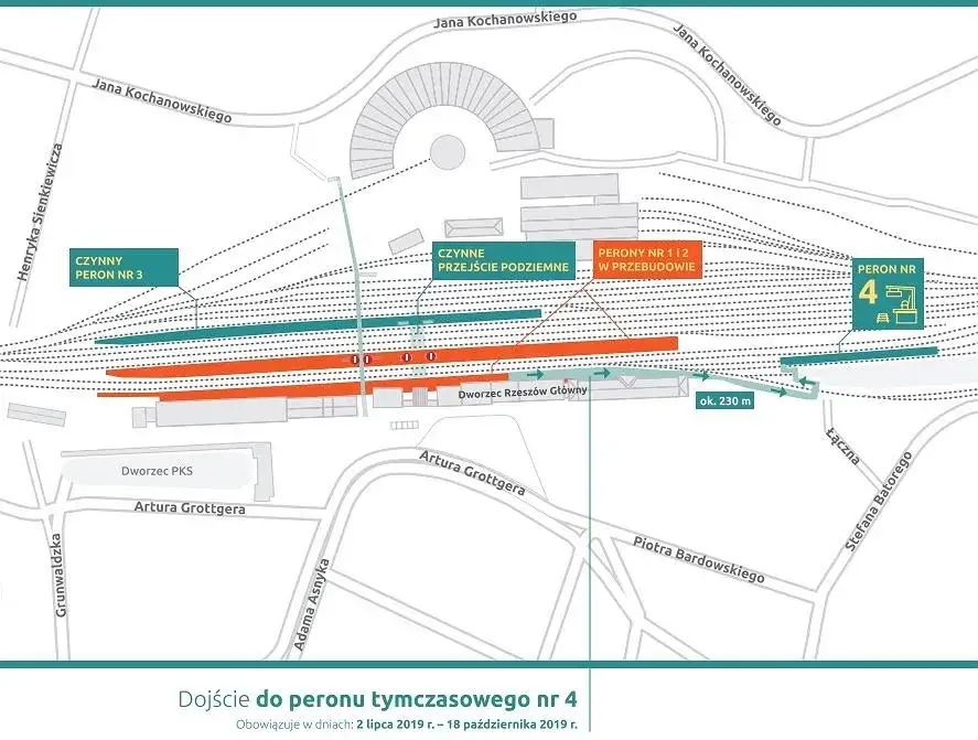 Dworzec Podmiejski Rzeszów Grottgera 1 mapa