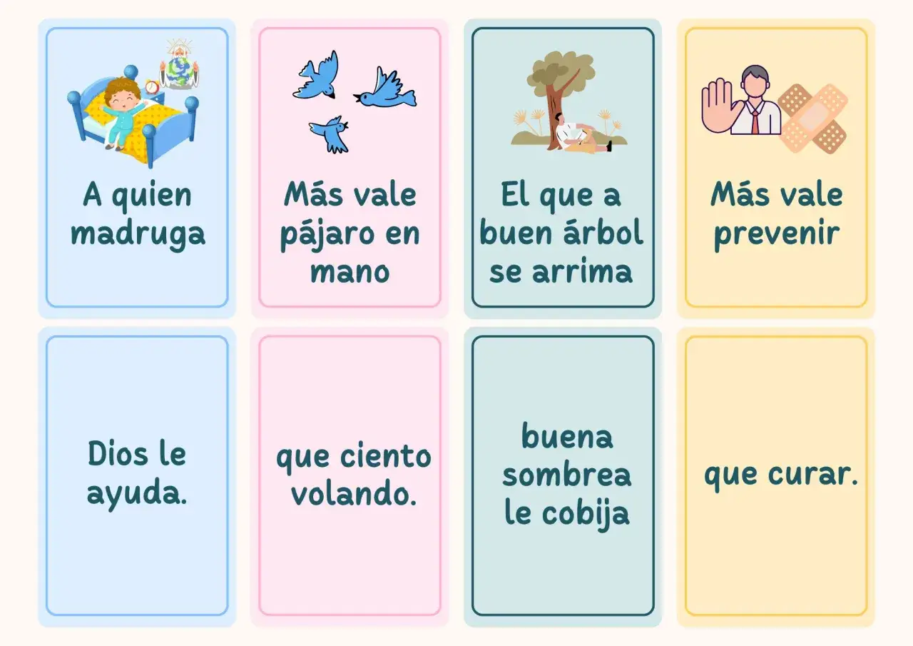 Tarjetas con refranes para ni&ntilde;os de primaria: 