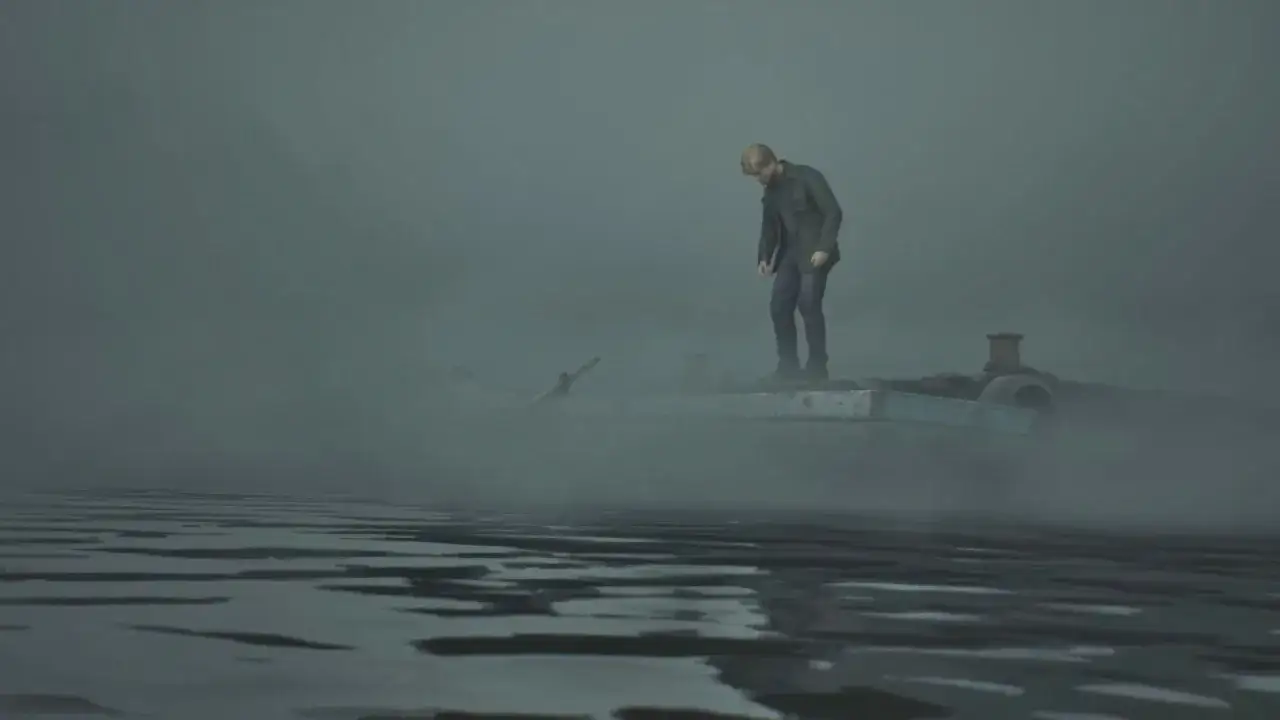 James Sunderland na pomoście, mgła, woda. Poradnik Silent Hill 2.
