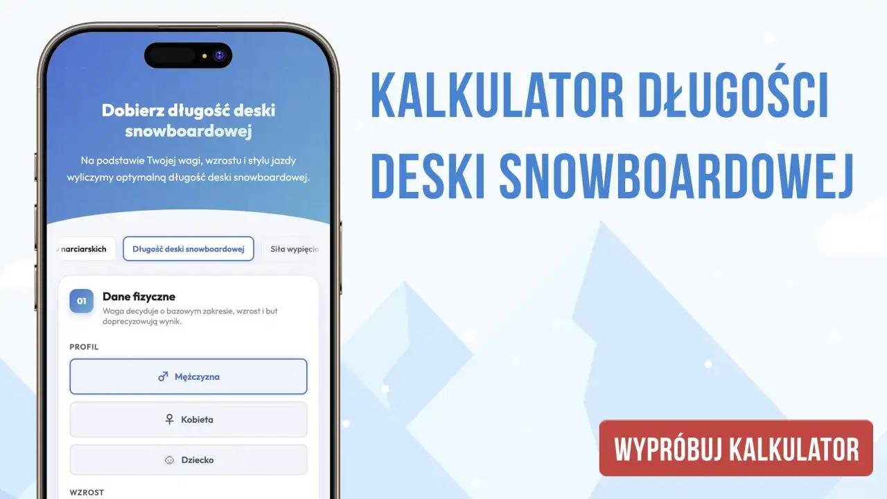 Kalkulator długości deski snowboardowej pomoże dobrać deskę do wzrostu i wagi. Wpisz swoje dane, by poznać optymalny rozmiar.