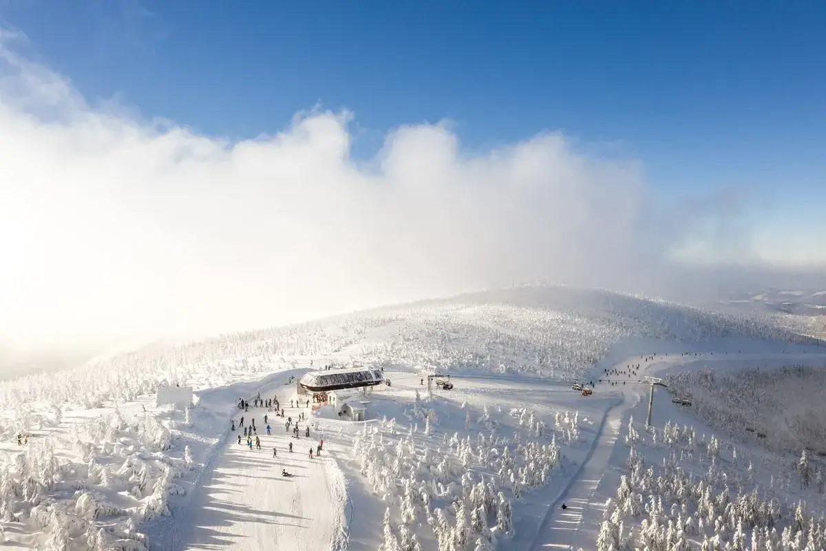 Szczyrk Mountain Resort zimą z lotu ptaka
