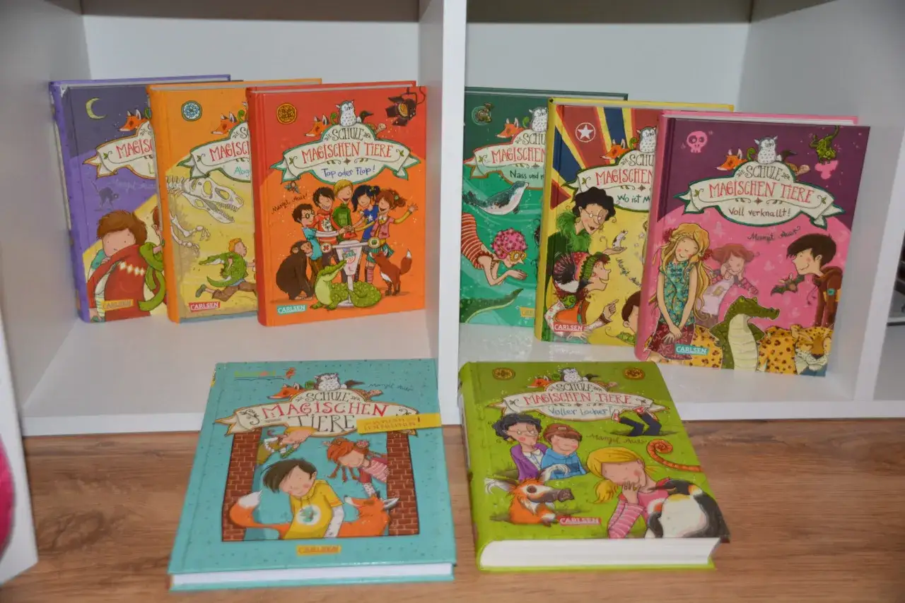 Regale voller bunter Bücher der 