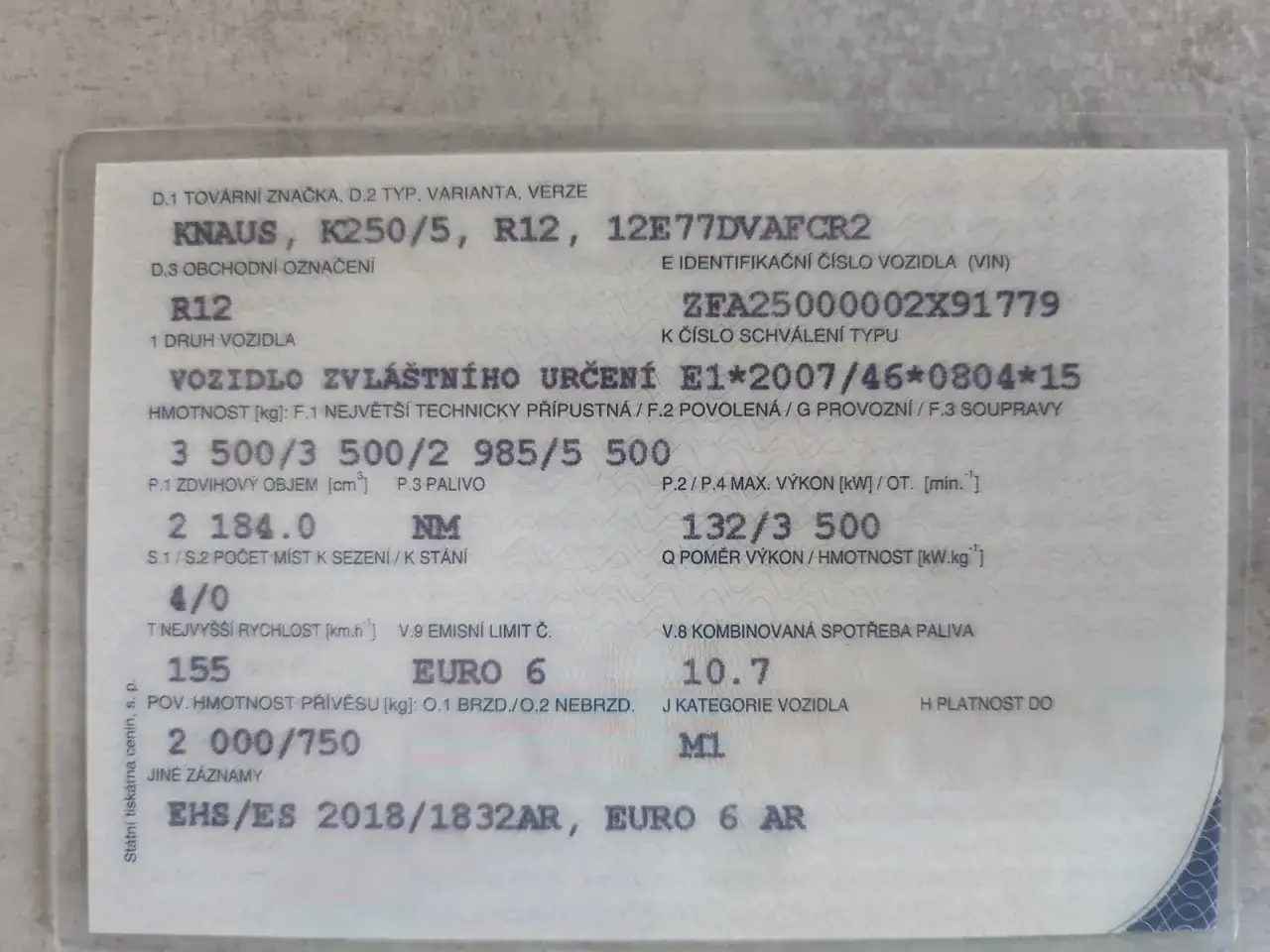 kamper waga dmc dow&oacute;d rejestracyjny
