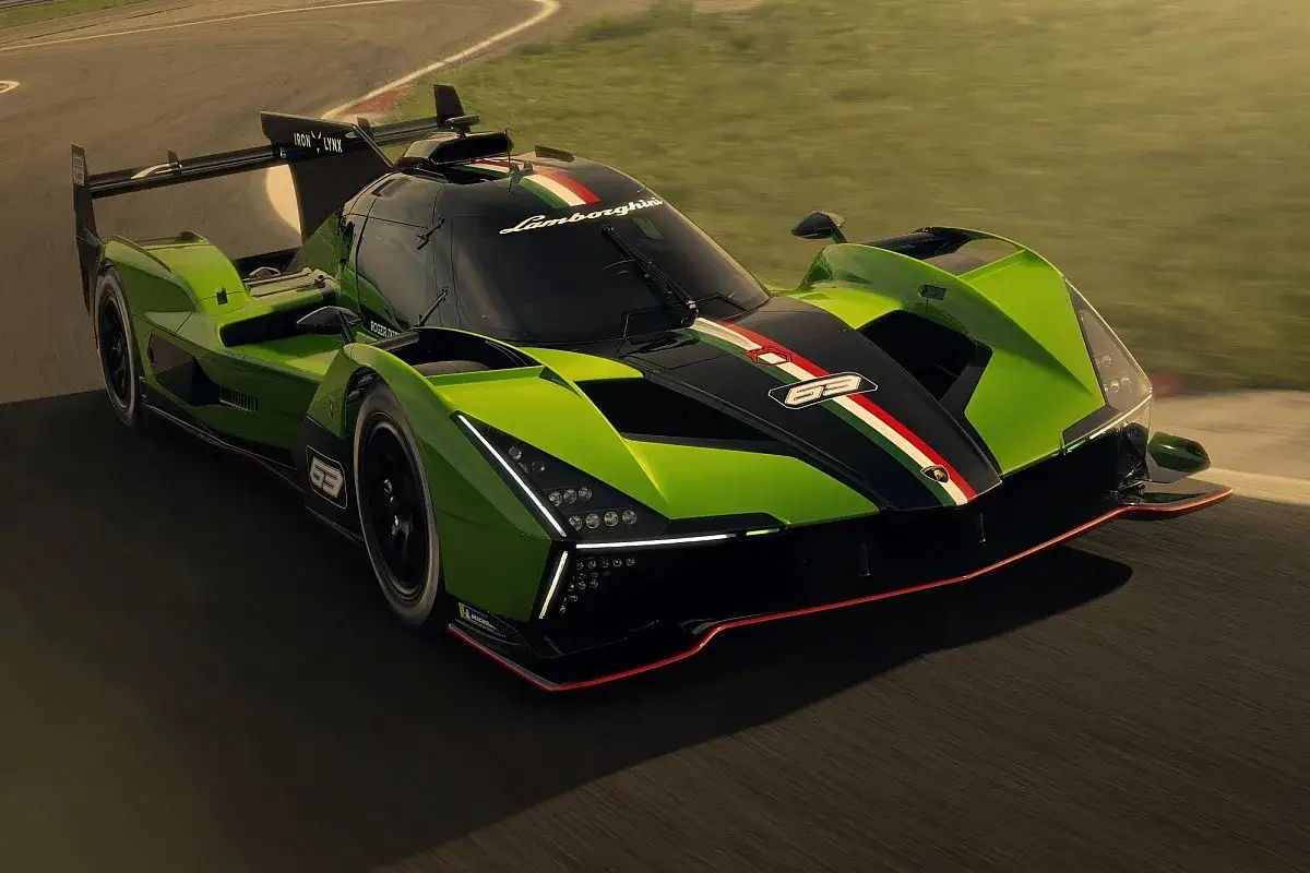 Włoska flaga z samochodem Lamborghini