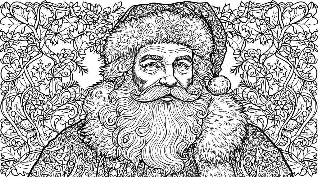 Detailreiche Weihnachtsmann Vorlage für Erwachsene