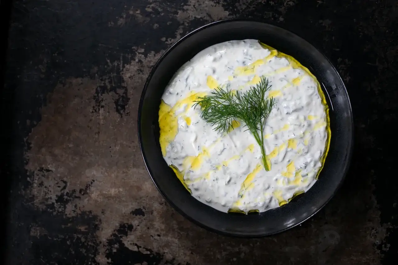 Cremiger Tzatziki-Dip mit Dill und Oliven&ouml;l, perfekt f&uuml;r dein n&auml;chstes Tzatziki Rezept.