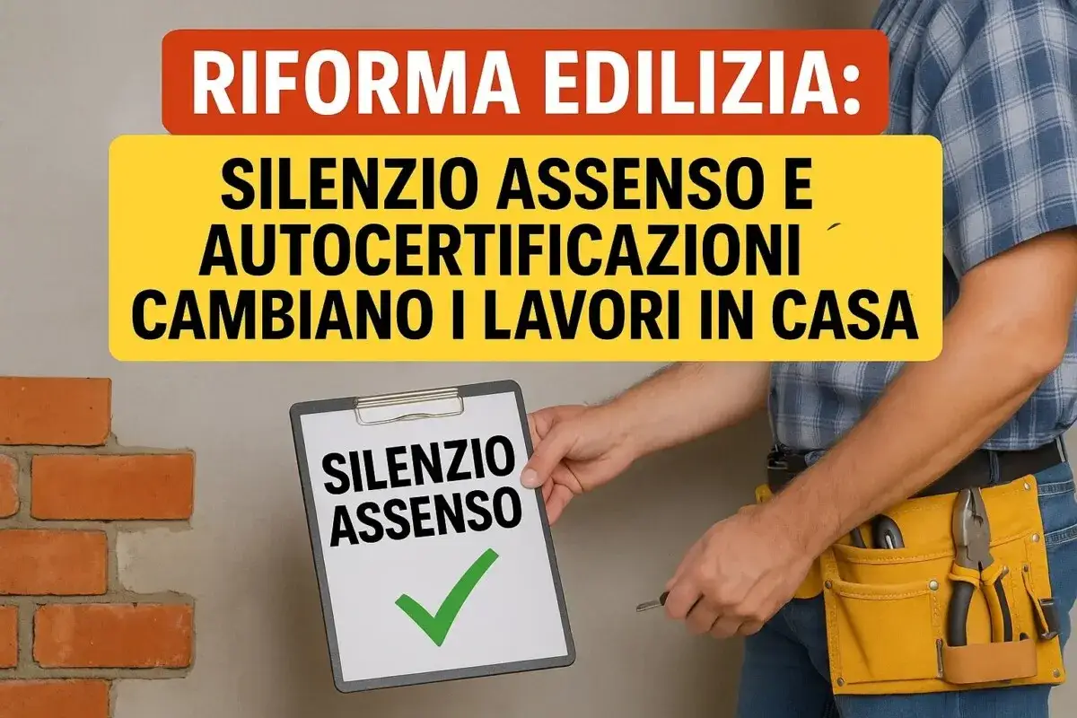 Riforma edilizia: il silenzio assenso e le autocertificazioni cambiano i lavori in casa. Un operaio mostra un foglio con