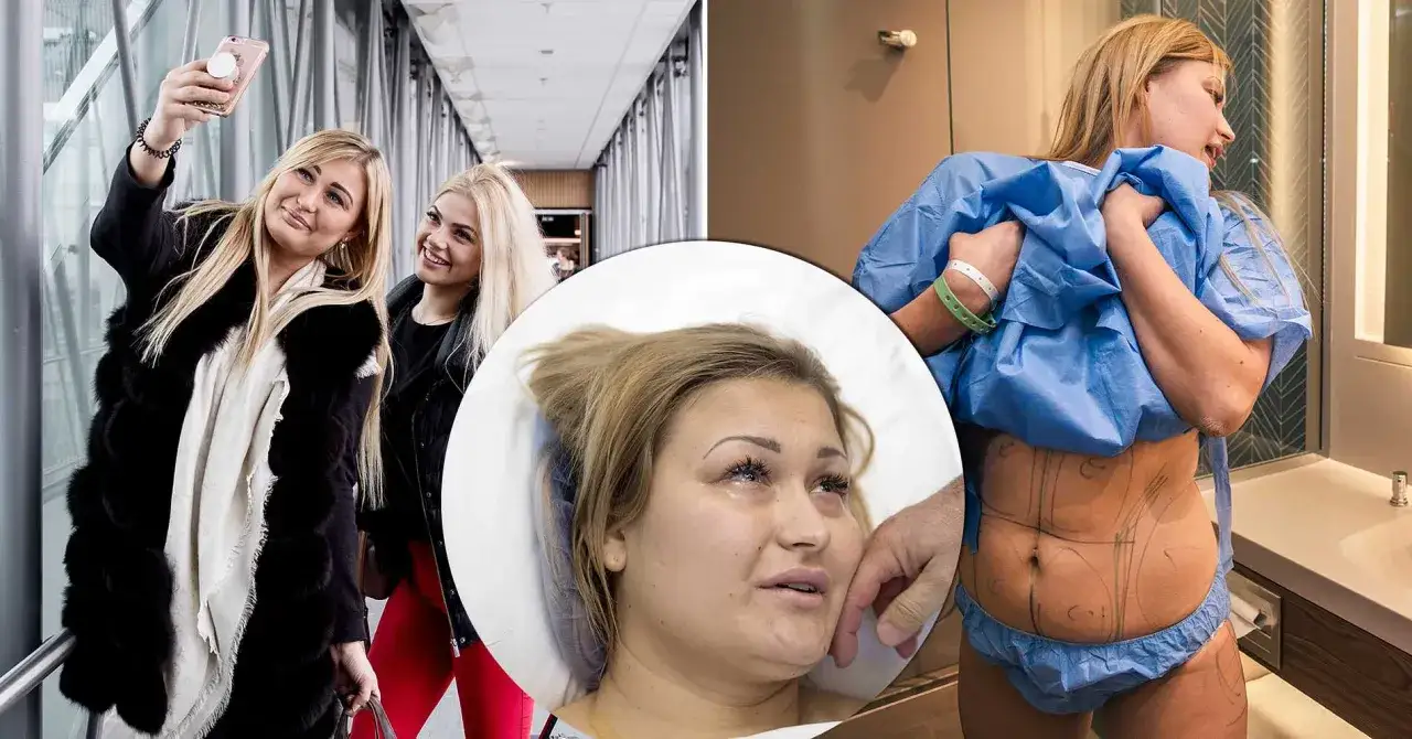 Två kvinnor tar selfie, en annan kvinna förbereds för BBL Sverige.