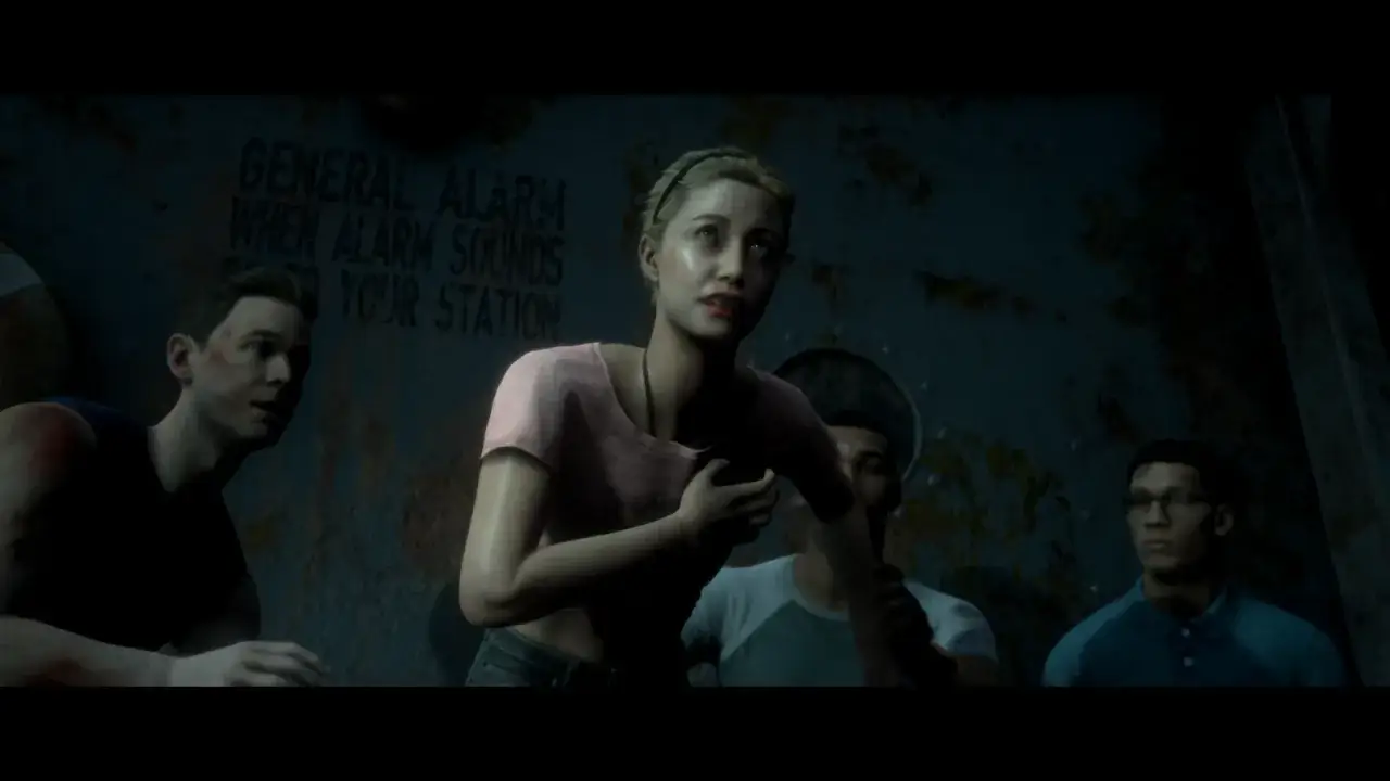Grupa młodych ludzi w przerażeniu, jak w grach podobnych do Until Dawn, szuka schronienia.
