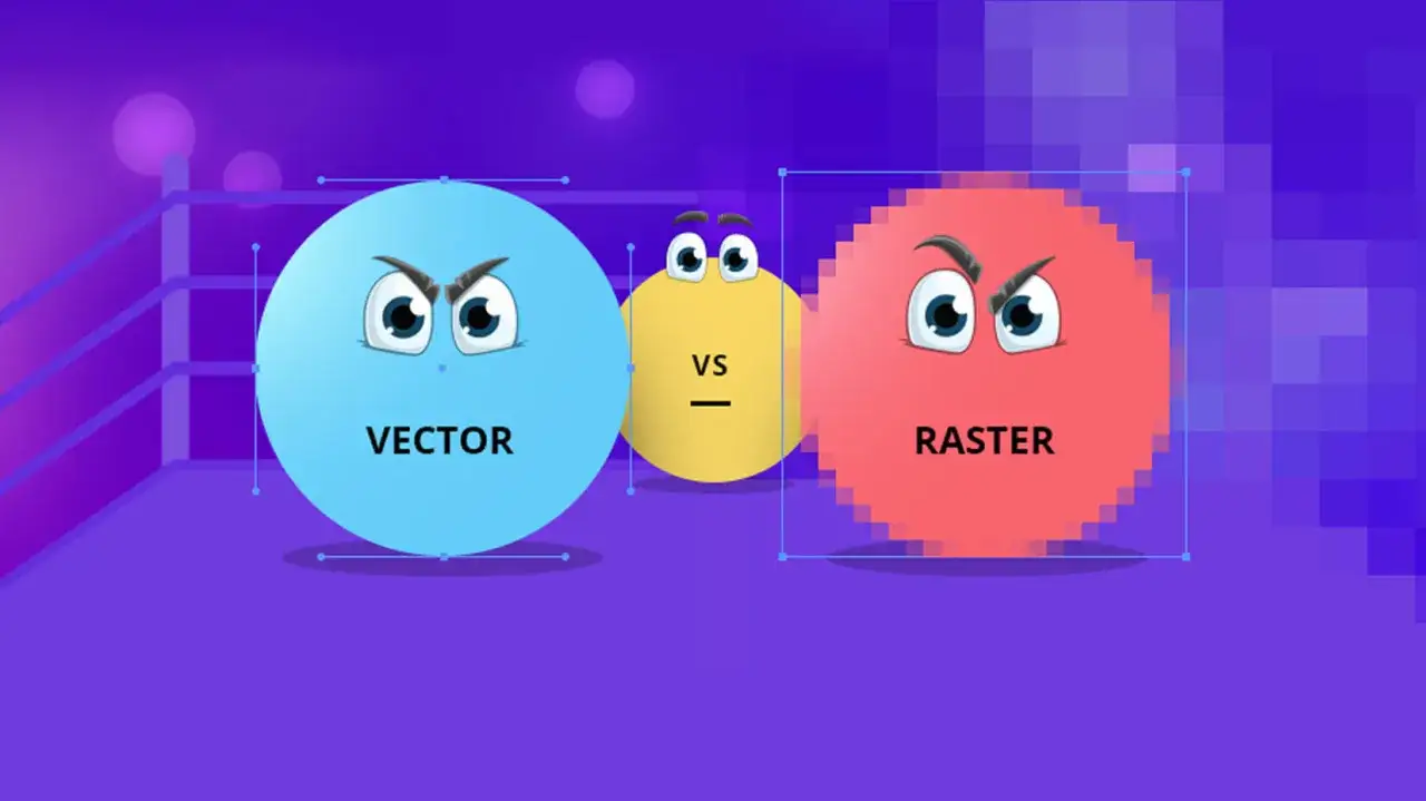 Wektor vs. Raster: niebieska, gładka kula
