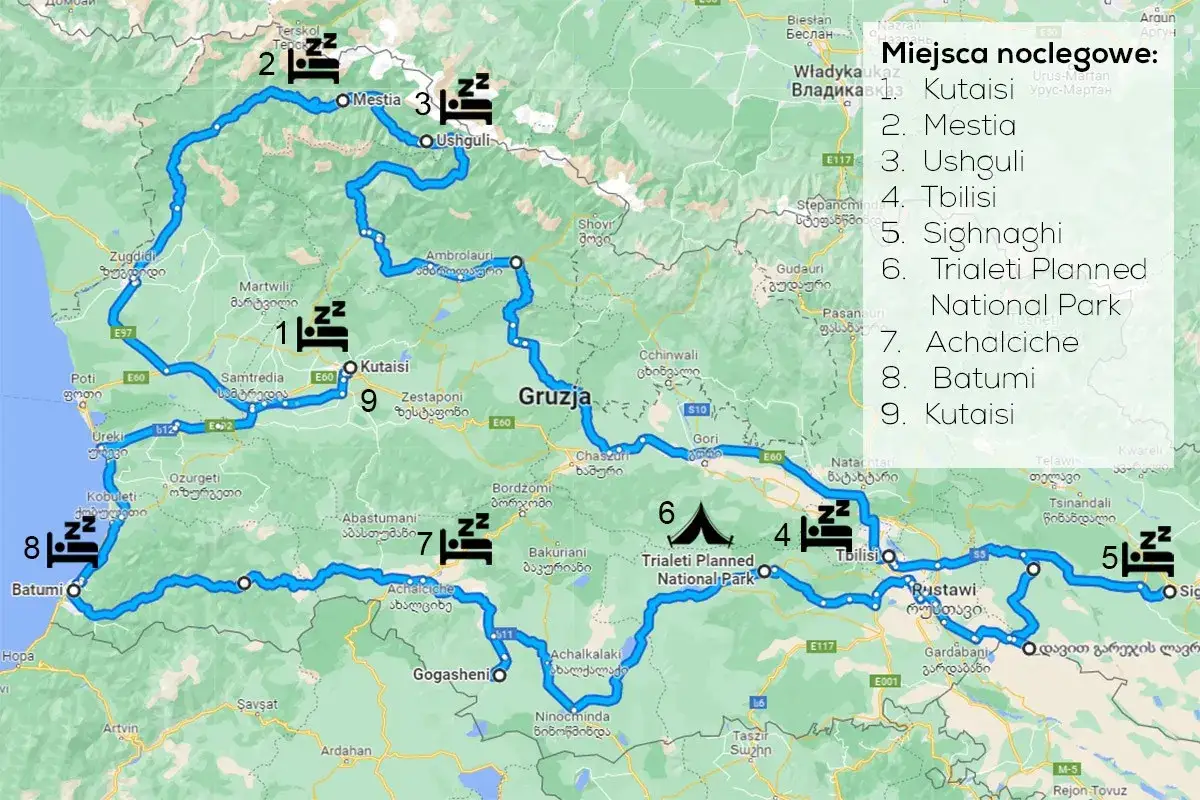 Trasa po Gruzji: od Kutaisi przez Mestie, Ushguli, Tbilisi, Batumi i park narodowy. Zobacz, gdzie leży Gruzja i zaplanuj noclegi.