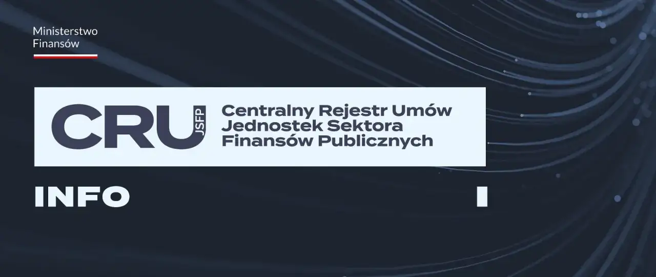 Logo CRU JSFP - Centralny Rejestr Umów Jednostek Sektora Finansów Publicznych. Ministerstwo Finansów.