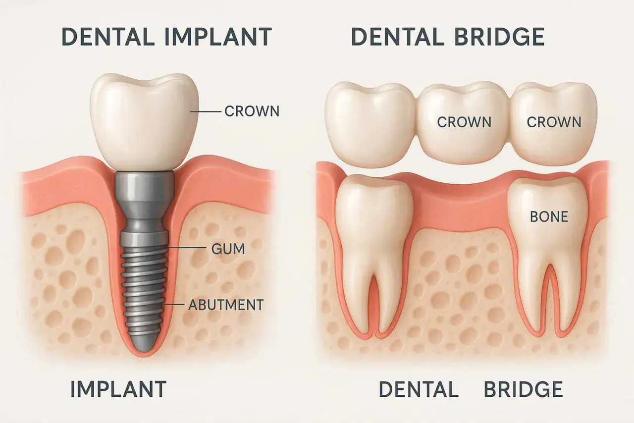 Implant dentystyczny i most protetyczny. Rozwiązania na brak 2 zęb&oacute;w obok siebie.