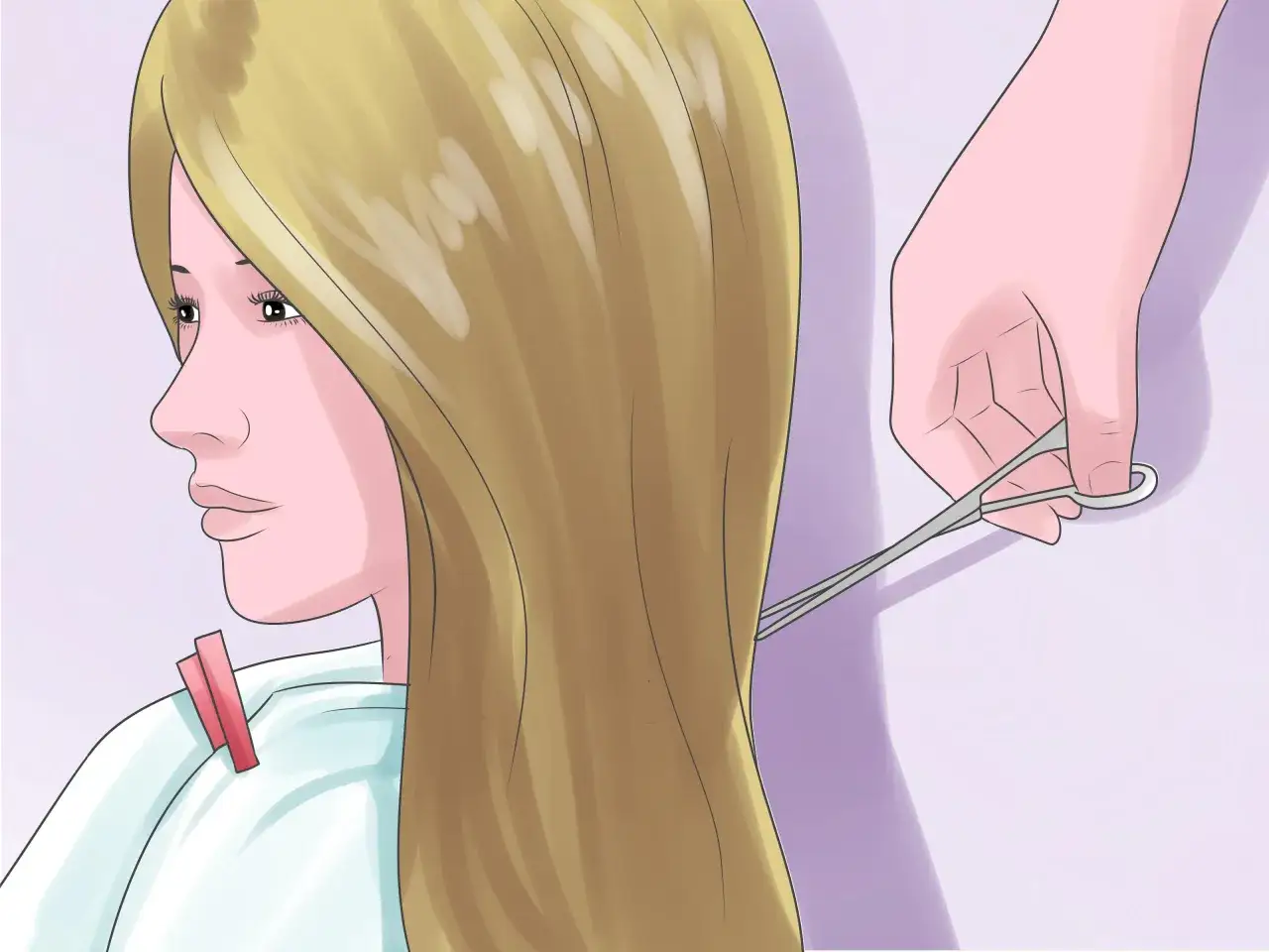 Una mano corta puntas abiertas para como reparar el pelo da&ntilde;ado.