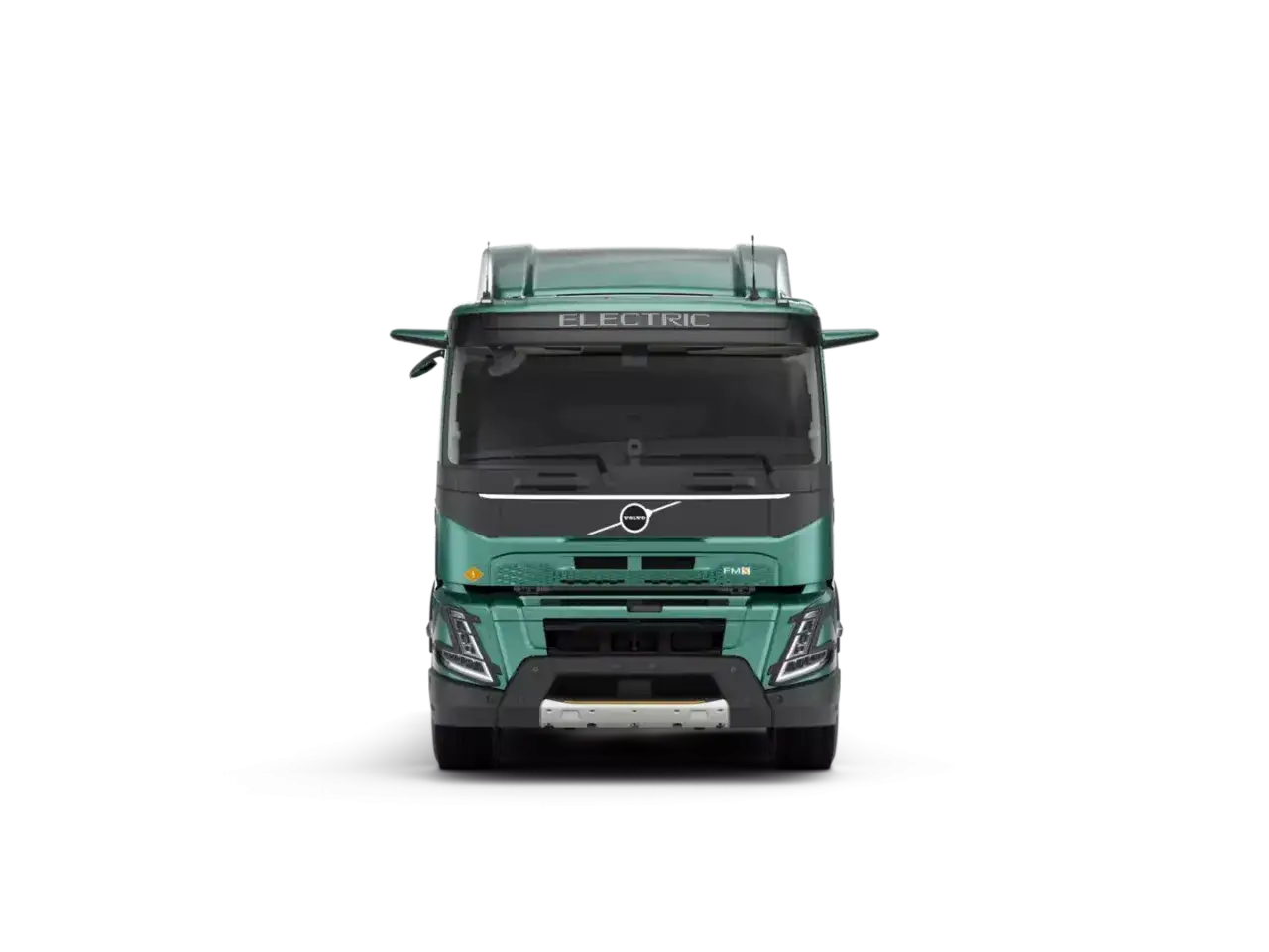 Camion Volvo FM électrique vert, prêt pour l'avenir du transport.