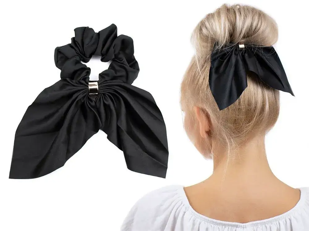 R&oacute;żne rodzaje gumek scrunchie z kokardą uszami dwustronne