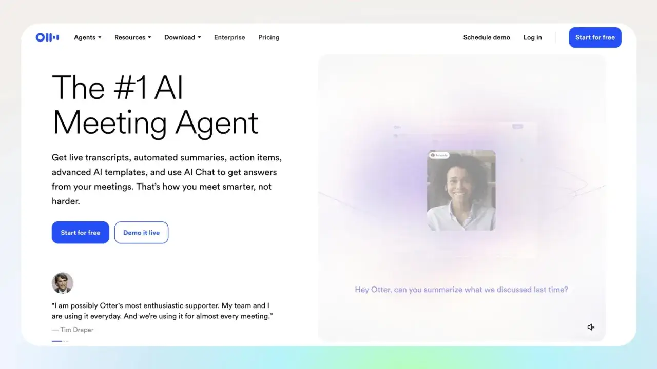 Il turbo scribe AI per riunioni offre trascrizioni live, riassunti automatici e risposte intelligenti.