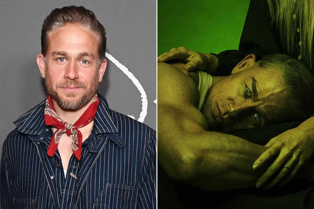 Charlie Hunnam i en scen från en kommande monster serie. Hans blick är intensiv och omgivningen mörk.