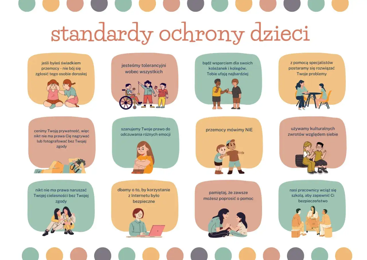 Standardy ochrony dzieci: zgłoś przemoc, szanuj prywatność i emocje, dbaj o bezpieczeństwo w sieci. Ustawa o ochronie małoletnich gwarantuje te prawa.