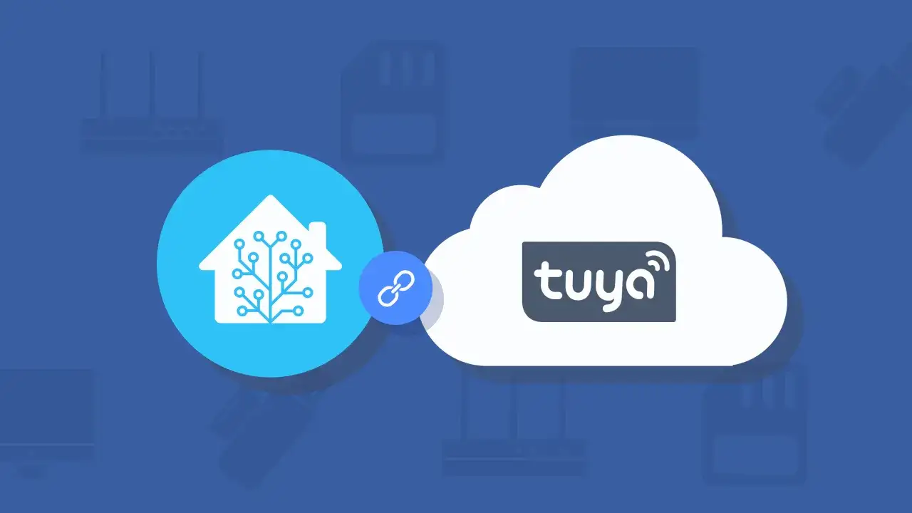 Maison connectée symbolisée par une maison avec des circuits, reliée au cloud Tuya.