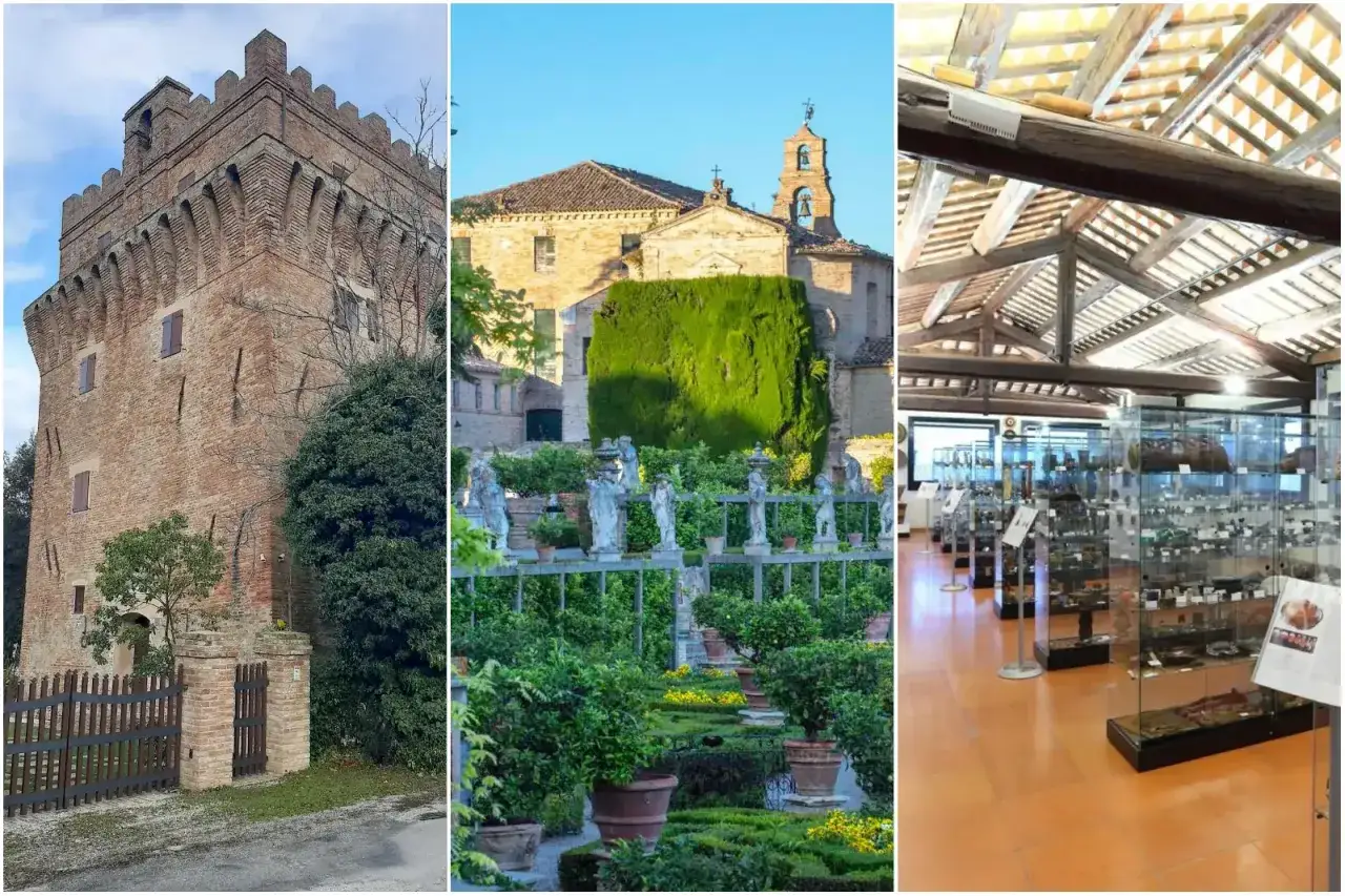 Torre medievale, giardino all'italiana con statue e museo di minerali. Un assaggio delle giornate fai Marche.