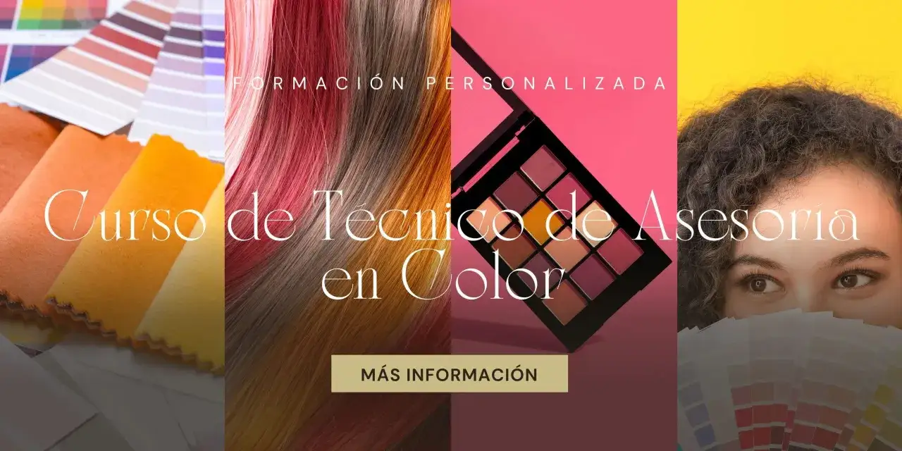 Curso de Técnico en Color: aprende el arte del estudio de colorimetría con muestras de tela, cabello teñido, paletas de maquillaje y abanicos de colores.