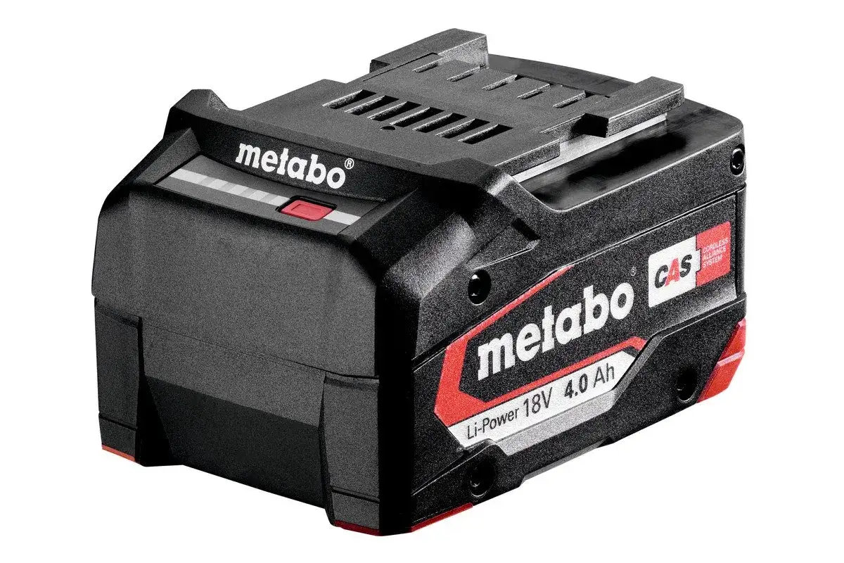 Akumulator Metabo 18V 4.0 Ah, niezbędny gadżet dla budowlańca, zapewniający moc do narzędzi.