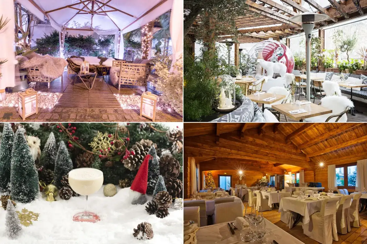 Ambiance festive dans ces restaurants, certains ouverts le 24 décembre, décorés pour Noël avec des lumières, des sapins et des coussins douillets.