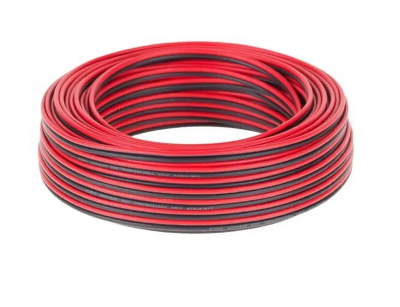 Zwijany w krąg czerwono-czarny kabel, idealny do instalacji audio. Ten kabel RGB zapewni czysty sygnał.