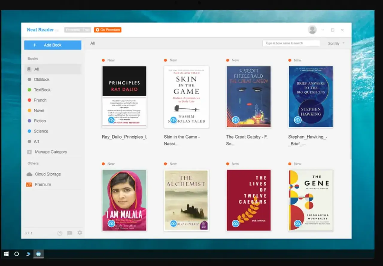 Biblioth&egrave;que num&eacute;rique avec des livres comme 
