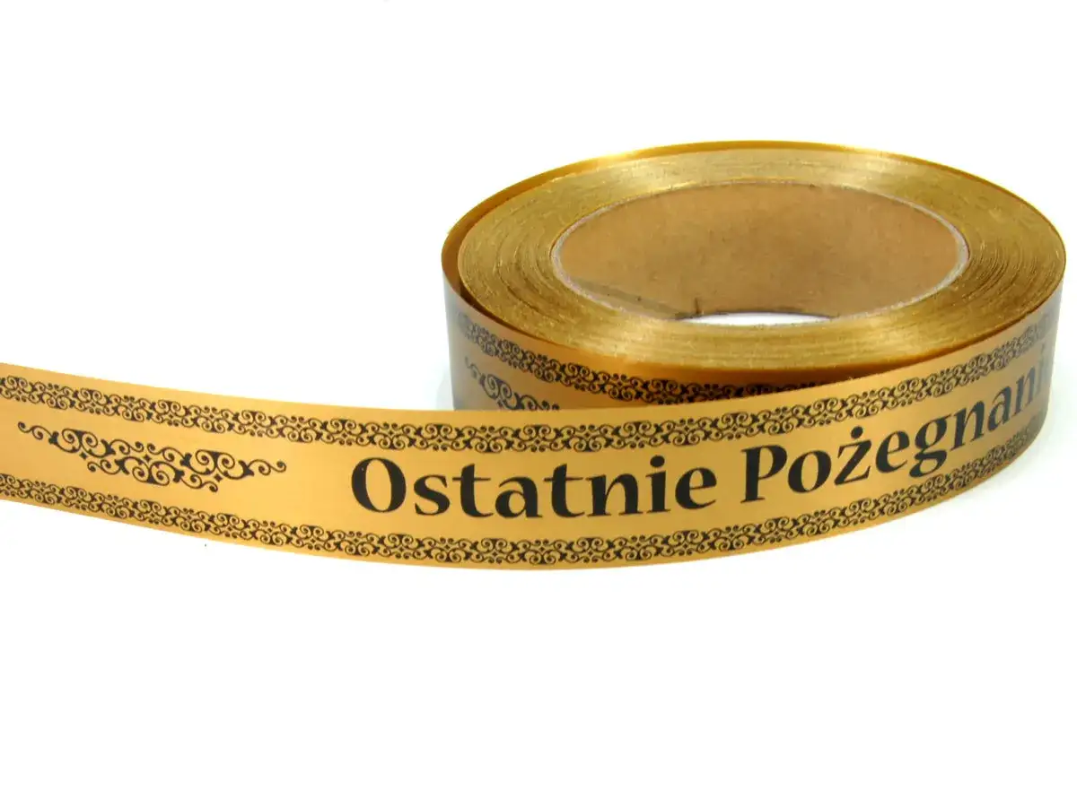 Złota wstążka z napisem