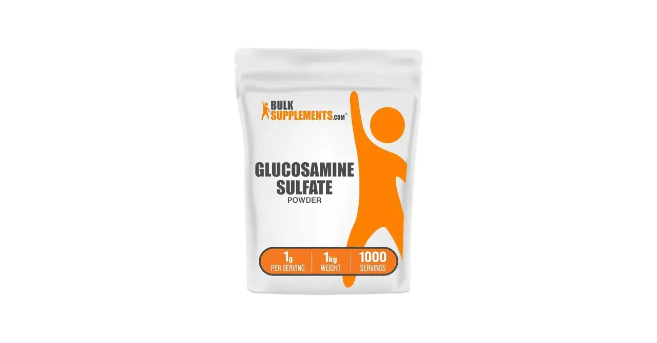 Beutel mit Glucosaminsulfat-Pulver. 1 kg Gewicht, 1000 Portionen. Kein Zusammenhang mit glucosamin gewichtszunahme.