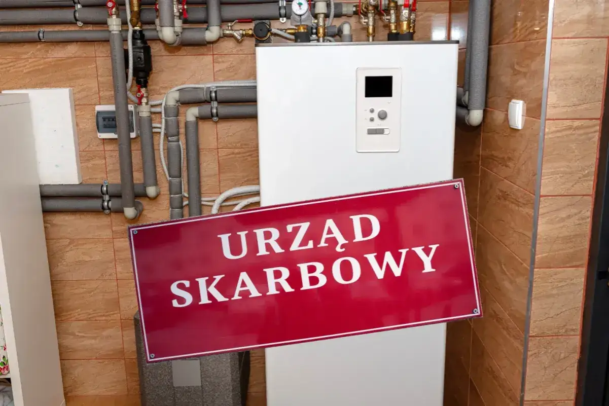 Urząd Skarbowy na forum o uldze termomodernizacyjnej. Kotłownia z piecem i rurami.